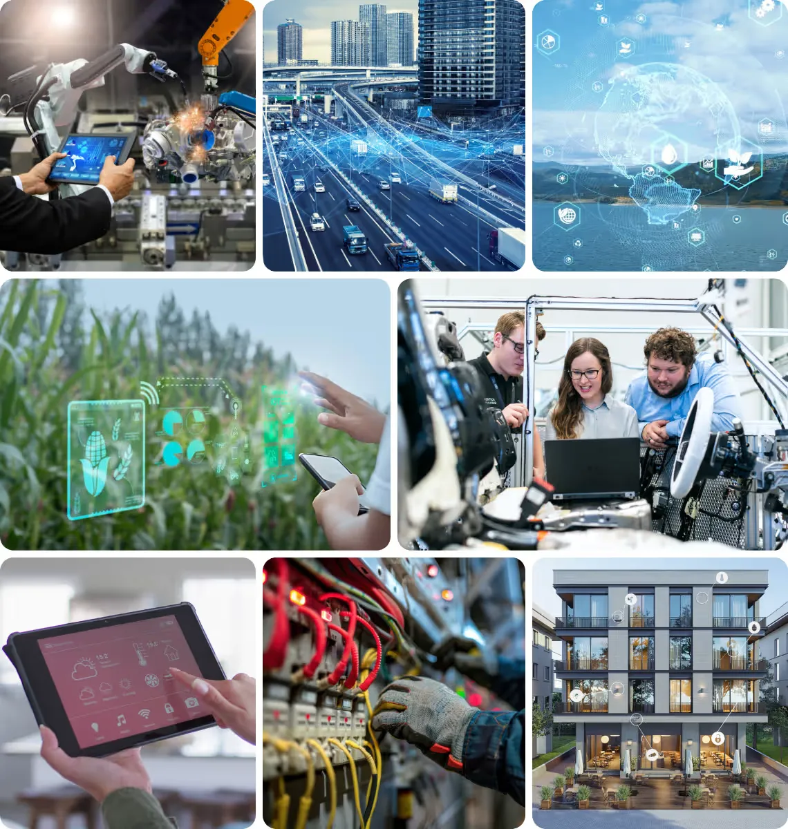 Collage showcasing industrial IoT applications